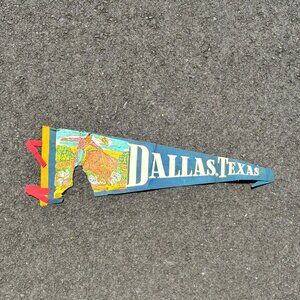 Vintage Dallas Texas Travel Pennant Cowboy Bucking Horse Colorful RARE